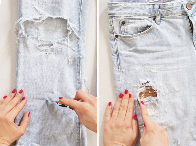 DIY | Distressed Boyfriend Jeans Step by Step Instructions