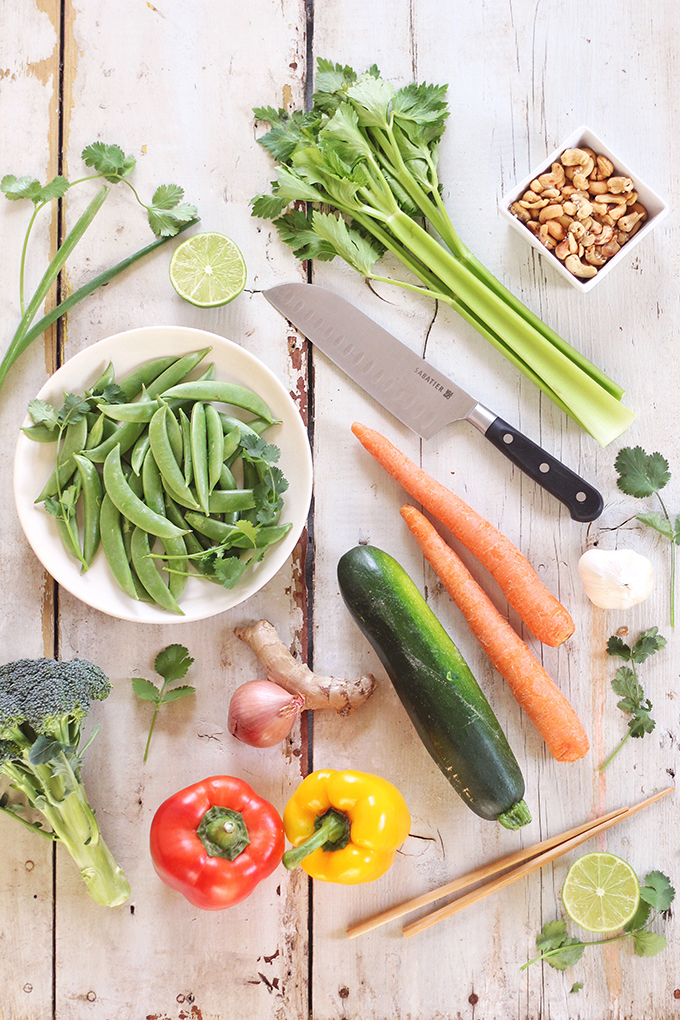 Carrot Cashew Zoodles with Crispy Sesame Tofu // JustineCelina.com