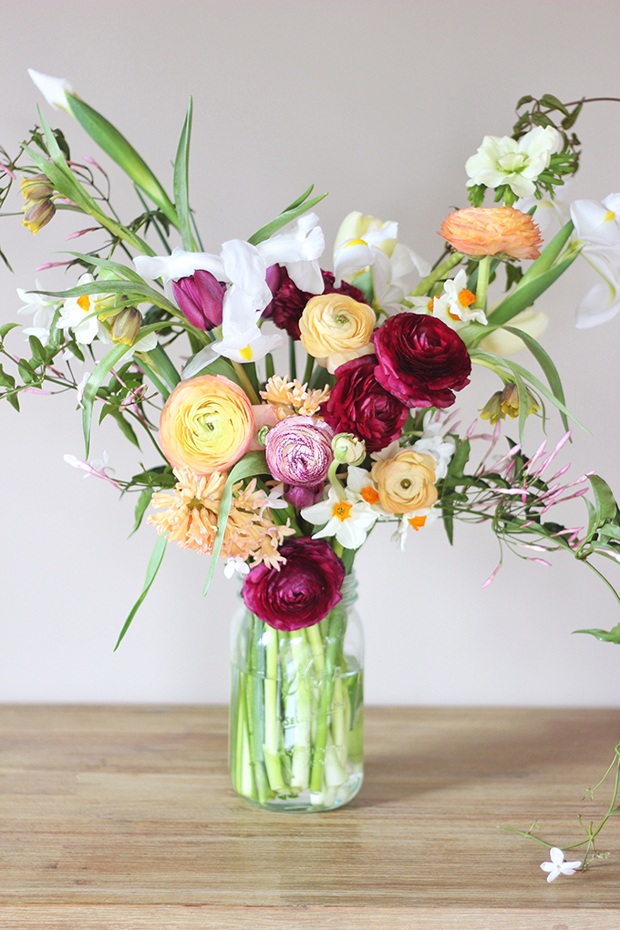 An Introduction to Spring Flowers | A fresh, gathered Spring bouquet // JustineCelina.com