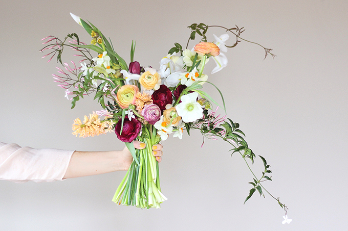 An Introduction to Spring Flowers | A fresh, gathered Spring bouquet // JustineCelina.com