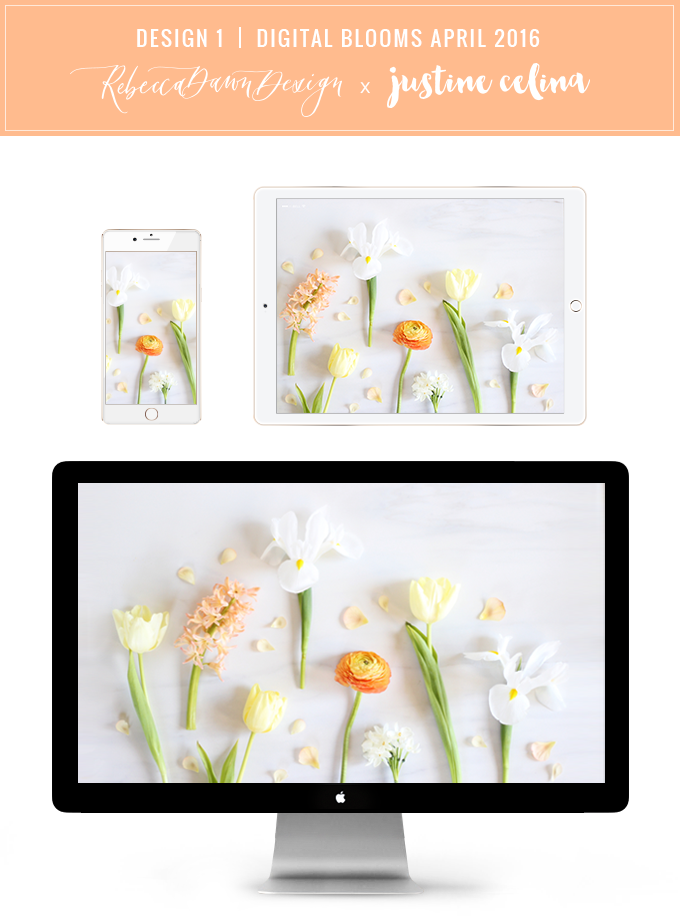 Digital Blooms Desktop Wallpaper Download 1 | April 2016 // JustineCelina.com x Rebecca Dawn Design