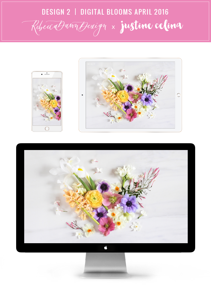 Digital Blooms Desktop Wallpaper Download 2 | April 2016 // JustineCelina.com x Rebecca Dawn Design