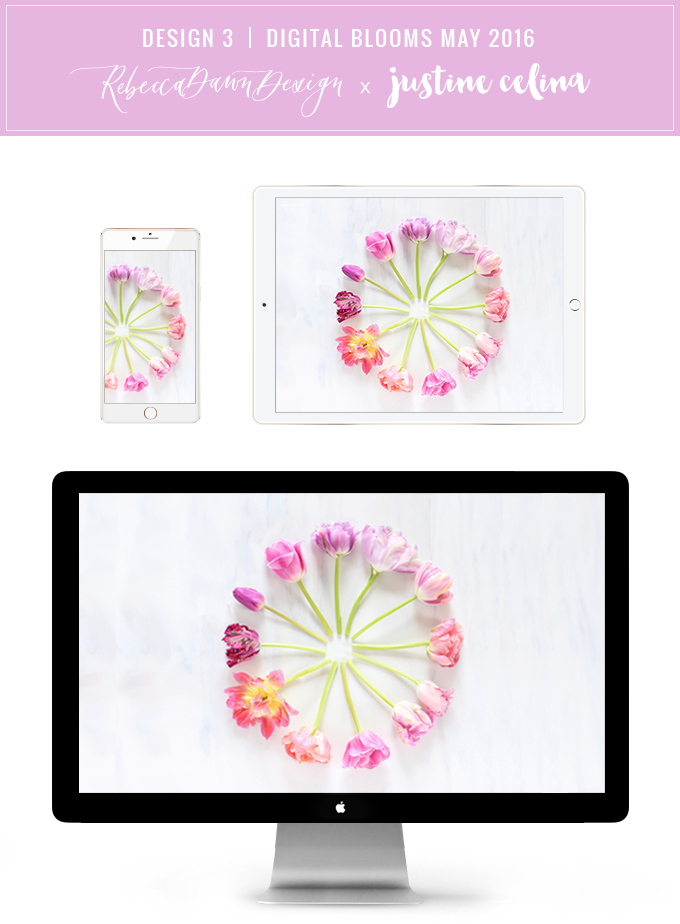Digital Blooms Desktop Wallpaper 3 | May 2016 // JustineCelina.com x Rebecca Dawn Design