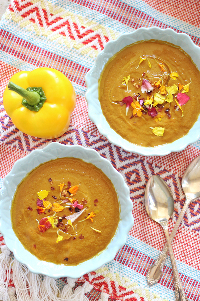 Rainbow Carrot & Yellow Pepper Soup // JustineCelina.com