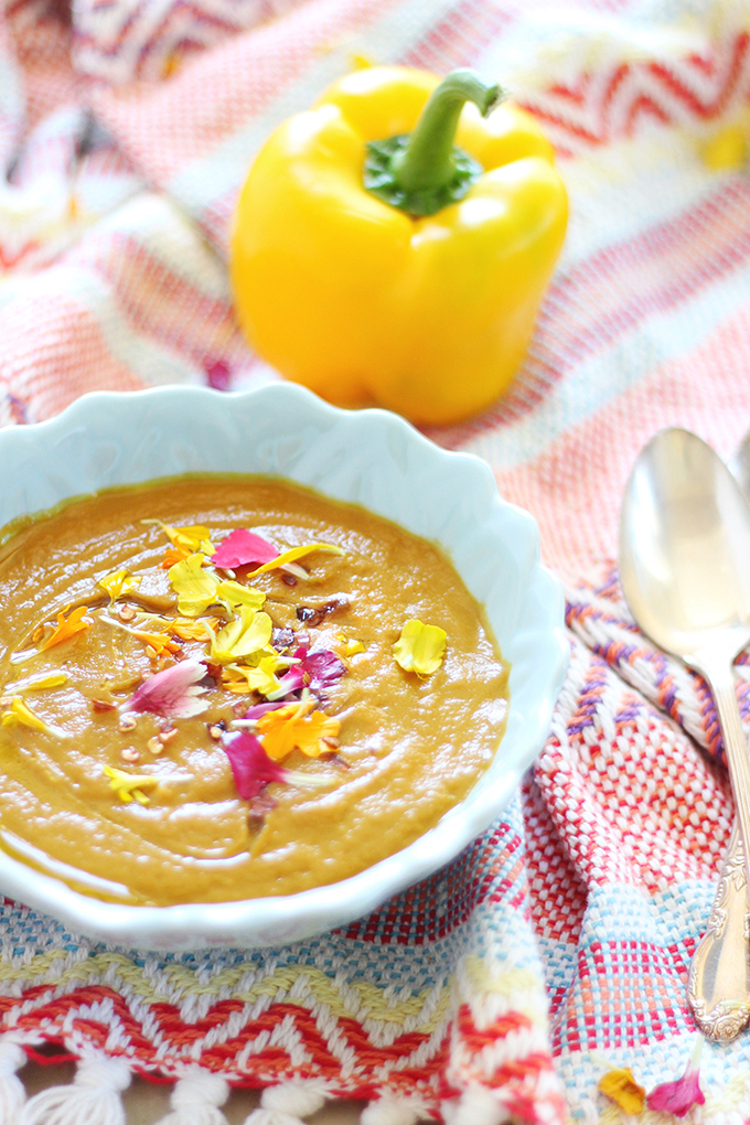 Rainbow Carrot & Yellow Pepper Soup // JustineCelina.com