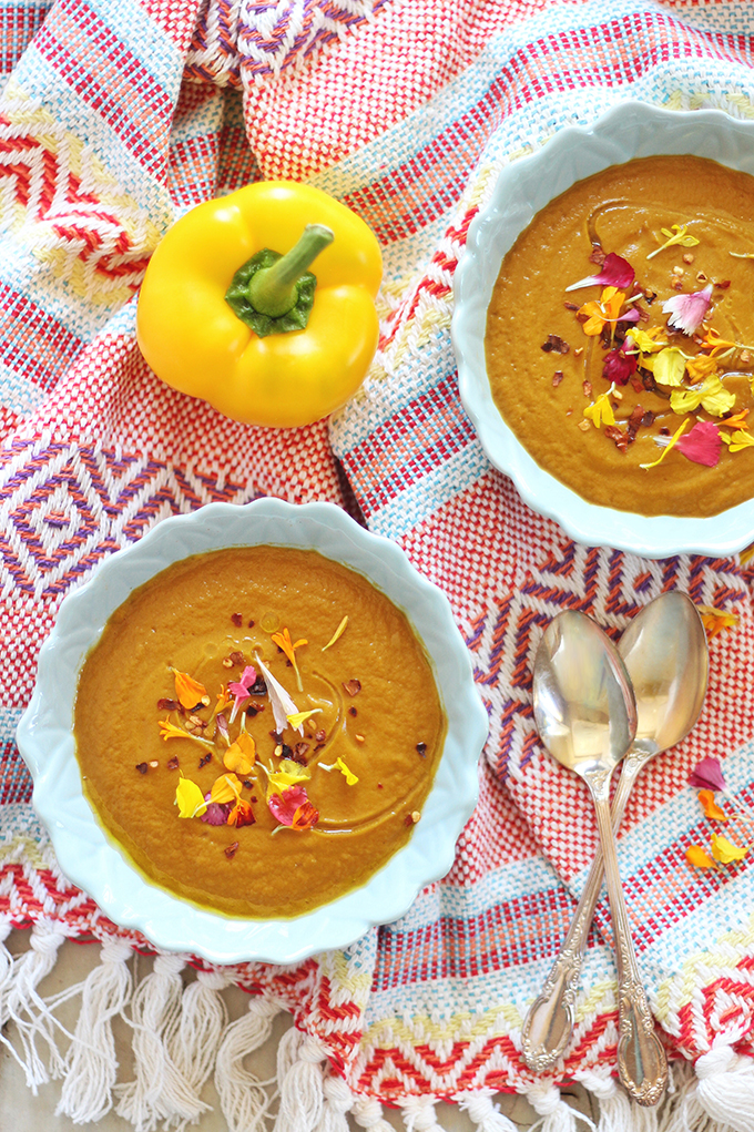 Rainbow Carrot & Yellow Pepper Soup // JustineCelina.com