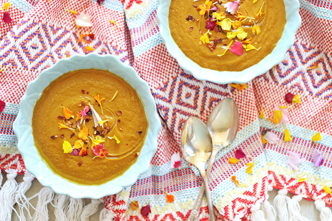 Rainbow Carrot & Yellow Pepper Soup // JustineCelina.com