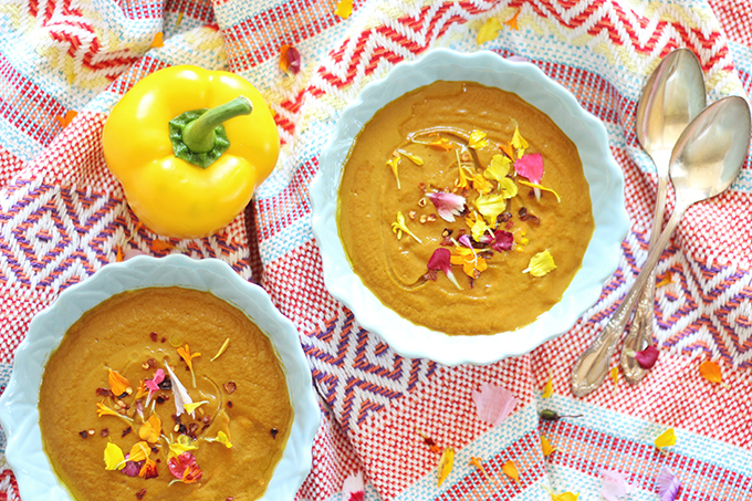 Rainbow Carrot & Yellow Pepper Soup // JustineCelina.com