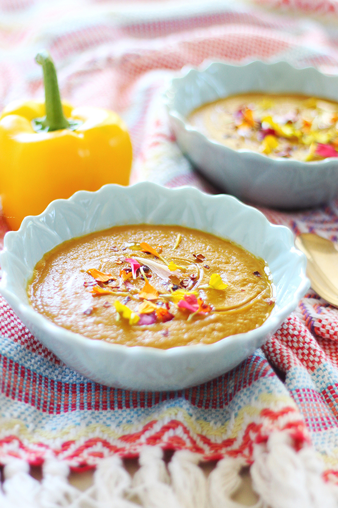 Rainbow Carrot & Yellow Pepper Soup // JustineCelina.com