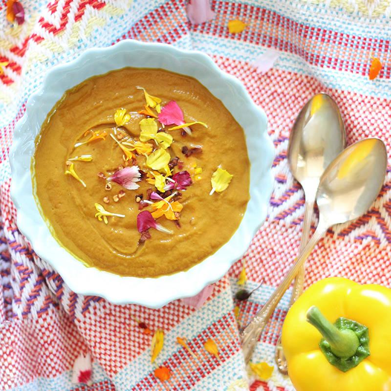 Rainbow Carrot & Yellow Pepper Soup // JustineCelina.com