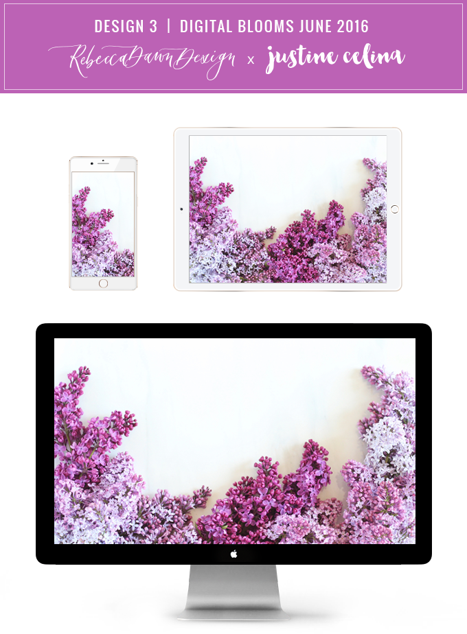 Digital Blooms Desktop Wallpaper 3 | June 2016 // JustineCelina.com x Rebecca Dawn Design