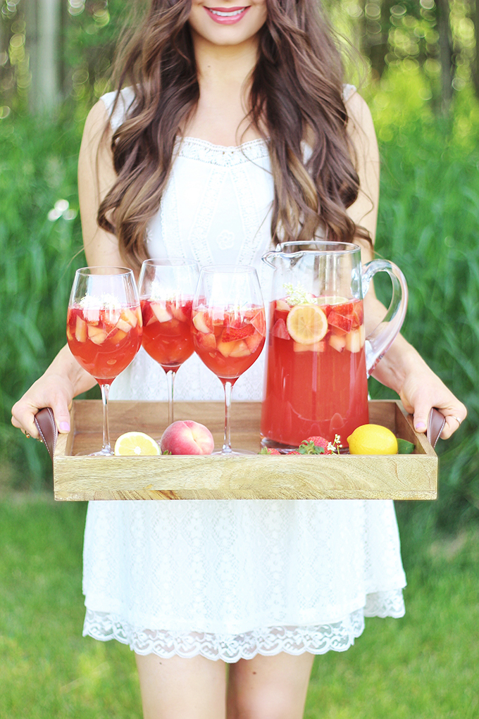 Rosé Lychee Elderflower Sangria // JustineCelina.com