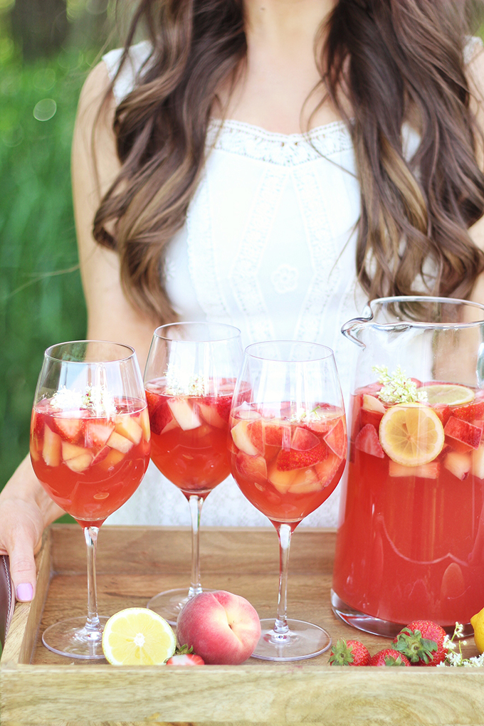 Rosé Lychee Elderflower Sangria // JustineCelina.com