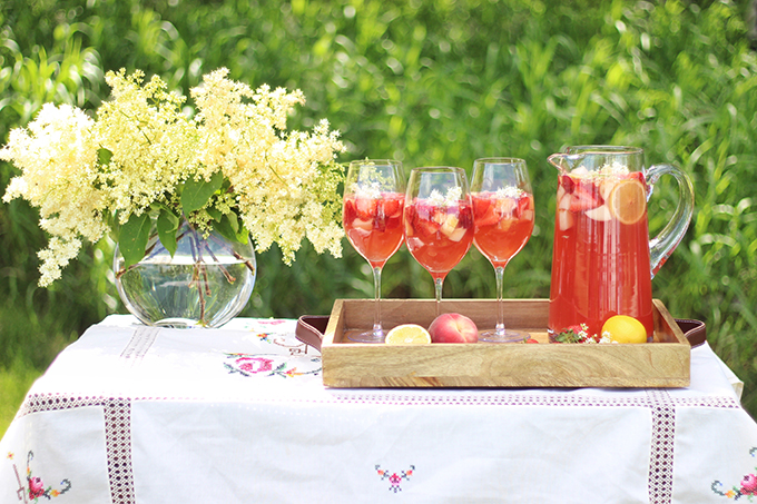 Rosé Lychee Elderflower Sangria // JustineCelina.com