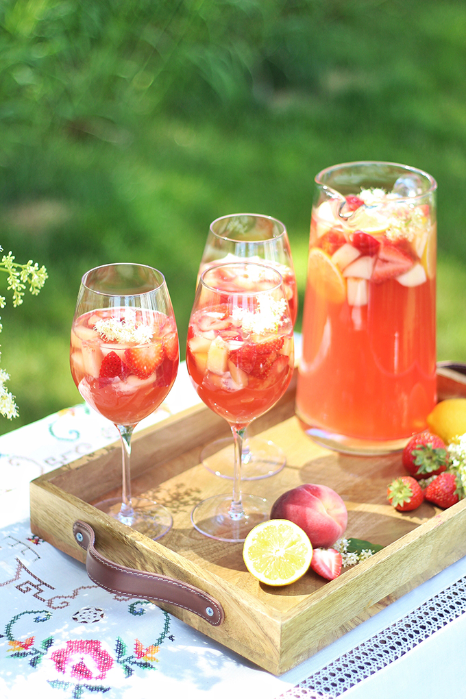 Rosé Lychee Elderflower Sangria // JustineCelina.com