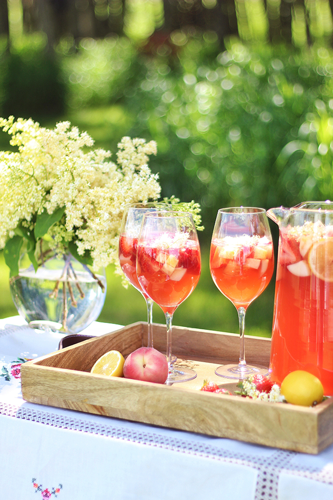 Rosé Lychee Elderflower Sangria // JustineCelina.com