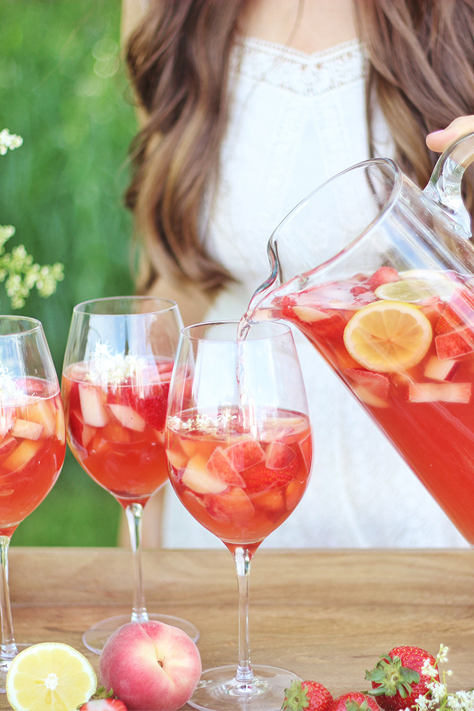 Rosé Lychee Elderflower Sangria // JustineCelina.com