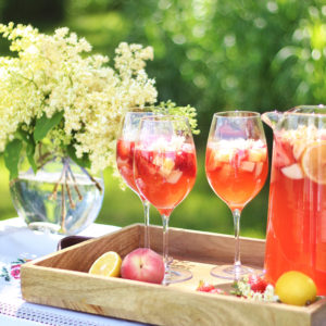 Rosé Lychee Elderflower Sangria // JustineCelina.com