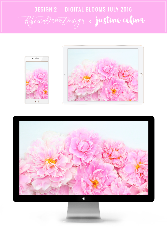 Digital Blooms Desktop Wallpaper 2 | July 2016 // JustineCelina.com x Rebecca Dawn Design