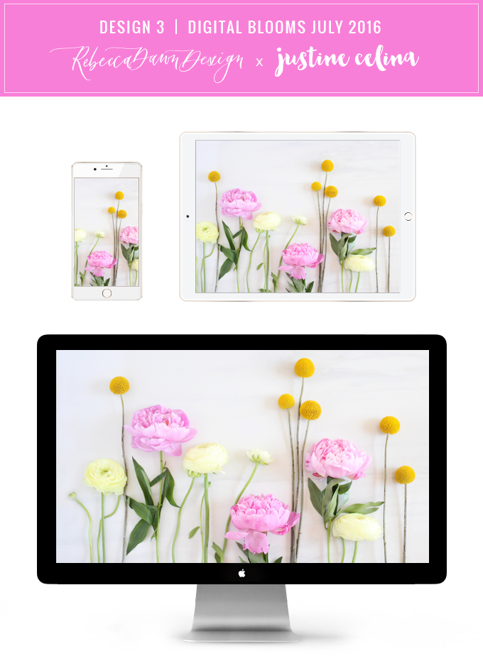 Digital Blooms Desktop Wallpaper 3 | July 2016 // JustineCelina.com x Rebecca Dawn Design
