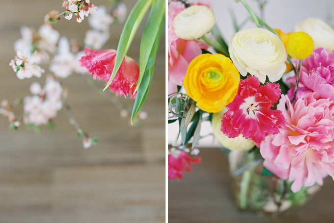 DIY | How to Make a Summer Flower Arrangement with Rebecca Dawn Design | Colourful Summer Arrangement with Peonies and Cherry Blossoms // JustineCelina.com