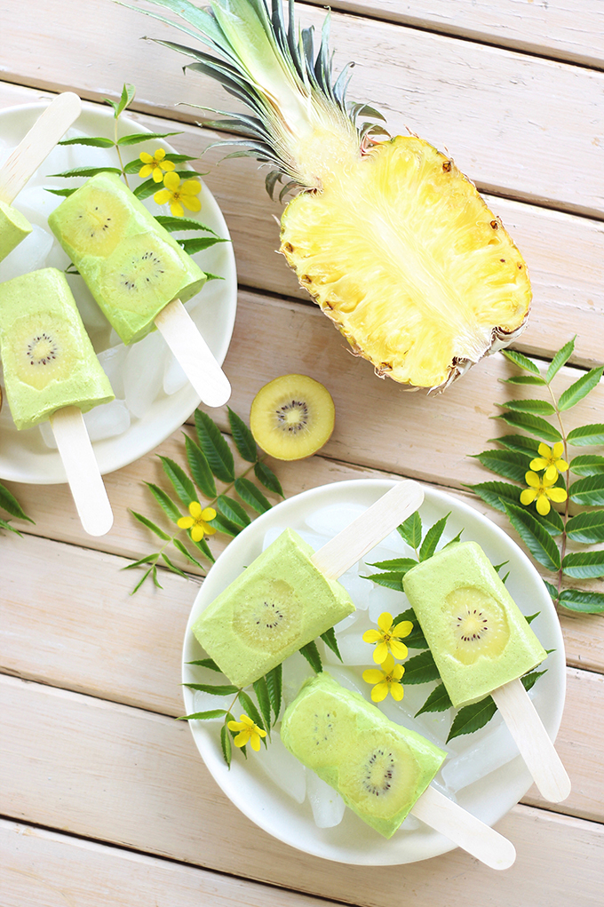 Golden Kiwi Piña Colada Popsicles // JustineCelina.com