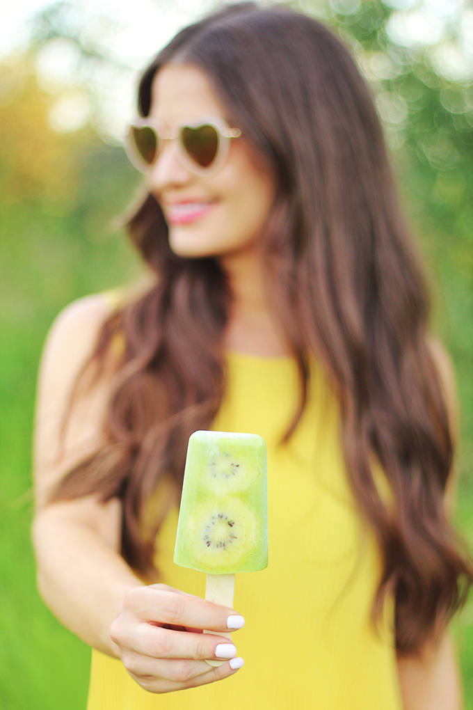 Golden Kiwi Piña Colada Popsicles // JustineCelina.com