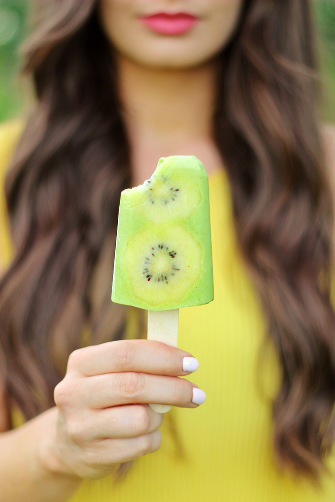 Golden Kiwi Piña Colada Popsicles // JustineCelina.com