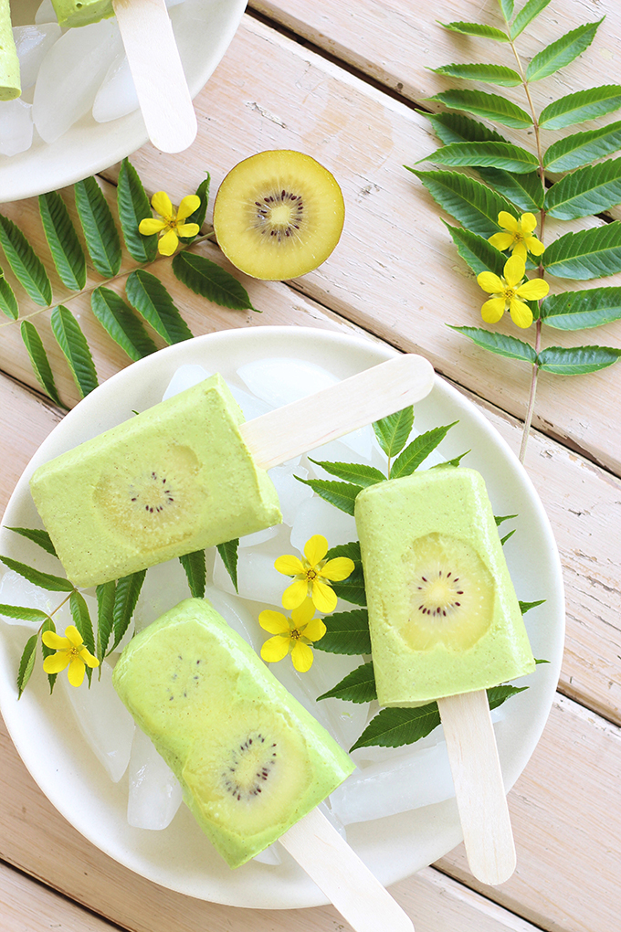 Golden Kiwi Piña Colada Popsicles // JustineCelina.com