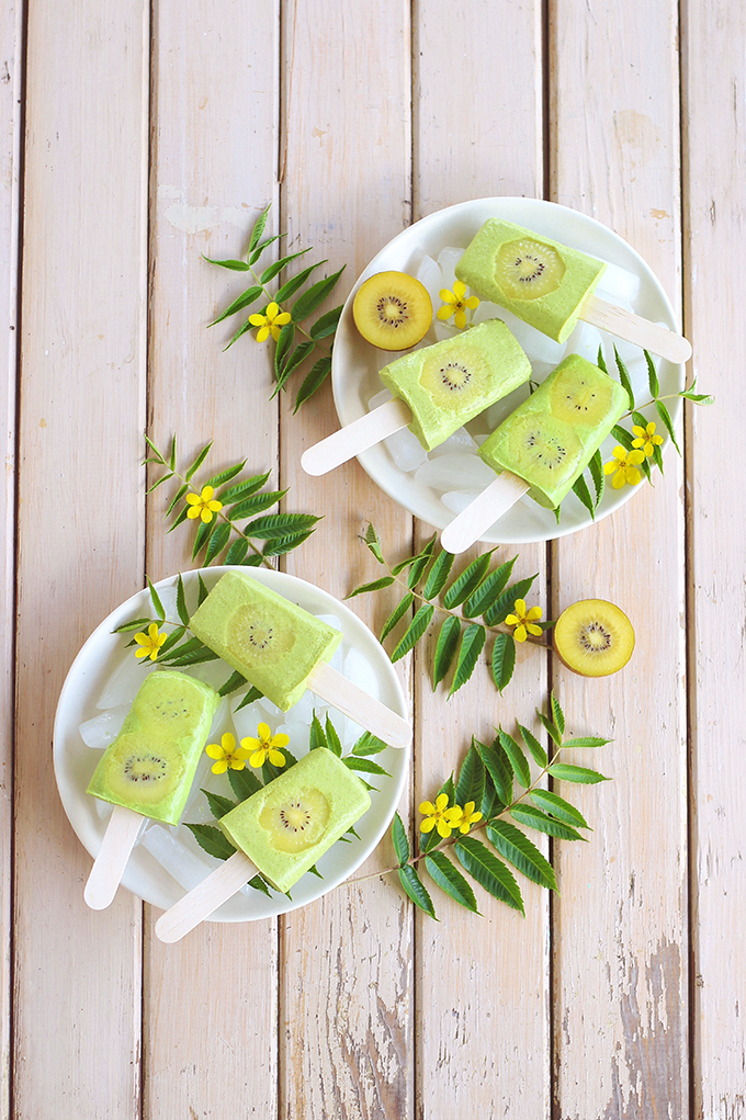 Golden Kiwi Piña Colada Popsicles // JustineCelina.com