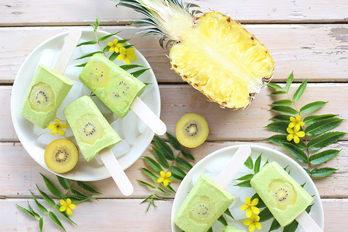 Golden Kiwi Piña Colada Popsicles // JustineCelina.com