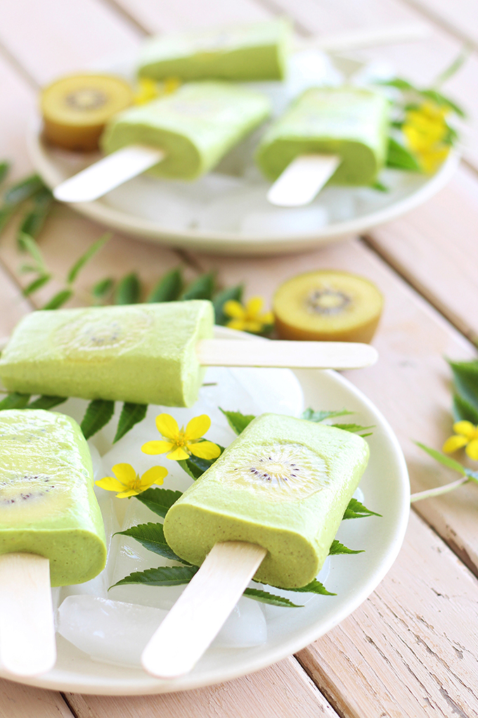 Golden Kiwi Piña Colada Popsicles // JustineCelina.com