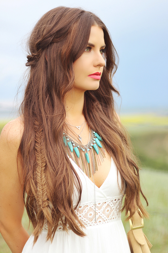 What to Wear to | The Calgary Stampede | Bohemian, braided, undone hairstyle by Dawn Bradley Hair // JustineCelina.com