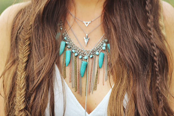 What to Wear to | The Calgary Stampede | Vintage Turquoise and Silver Layered Necklaces // JustineCelina.com