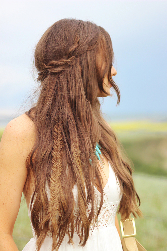 What to Wear to | The Calgary Stampede | Bohemian, braided, undone hairstyle by Dawn Bradley Hair // JustineCelina.com