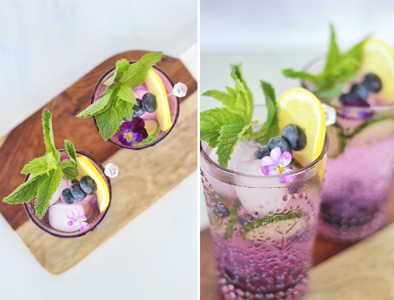 Blueberry Lemon and Cucumber Gin Mojitos | A refreshing, clean, refined sugar free cocktail | Blueberry Mojito Recipe | Muddled Blueberry Cocktail | Blueberry Cocktail Gin | How to Muddle Blueberries | Best summer Cocktails // JustineCelina.com