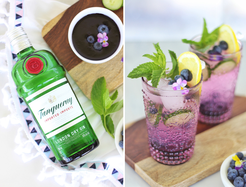 Blueberry Lemon and Cucumber Gin Mojitos | A refreshing, clean, refined sugar free cocktail | Blueberry Mojito Recipe | Muddled Blueberry Cocktail | Blueberry Cocktail Gin | How to Muddle Blueberries | Best summer Cocktails // JustineCelina.com