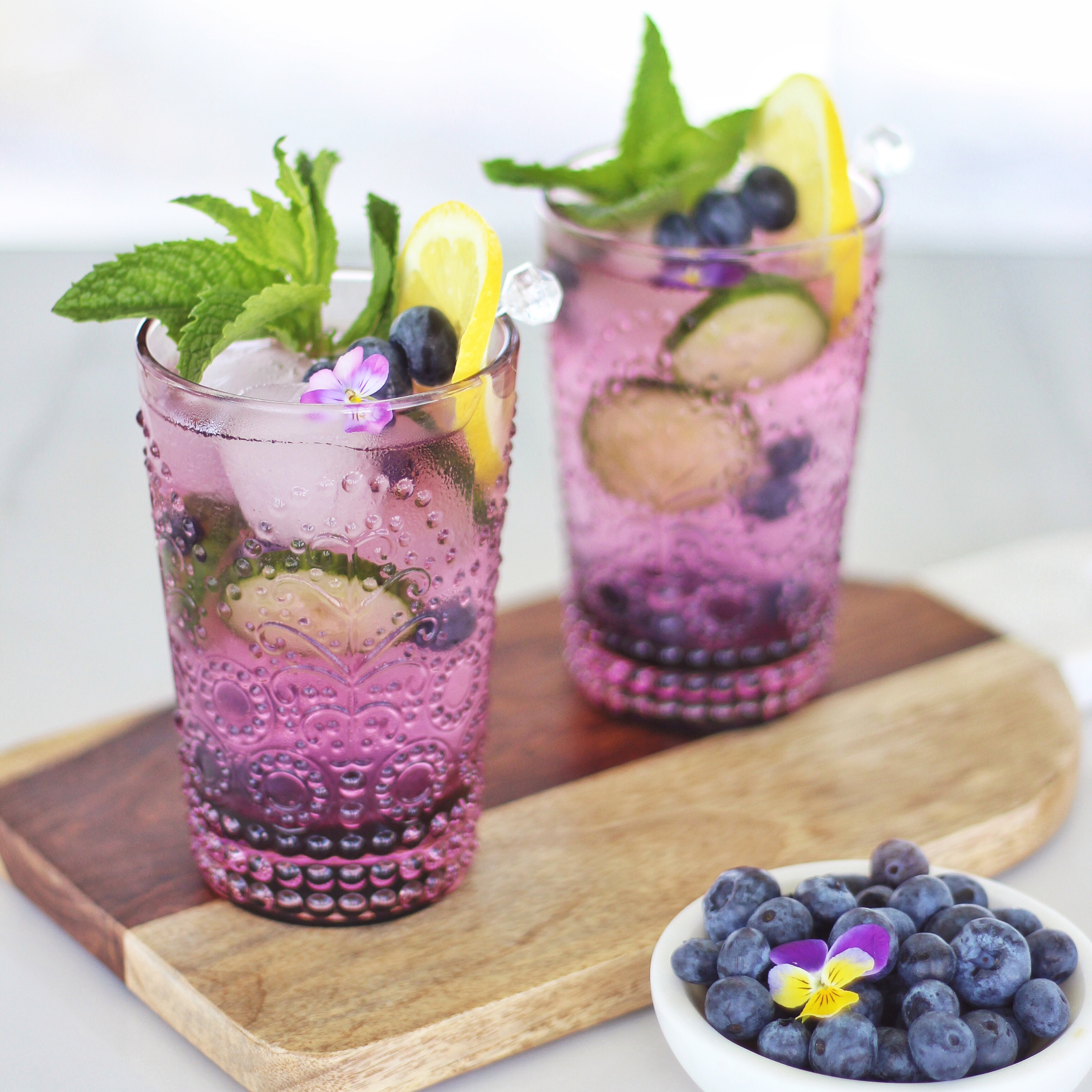 Blueberry Lemon and Cucumber Gin Mojitos // JustineCelina.com