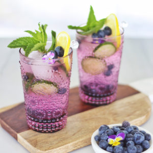 Blueberry Lemon and Cucumber Gin Mojitos // JustineCelina.com