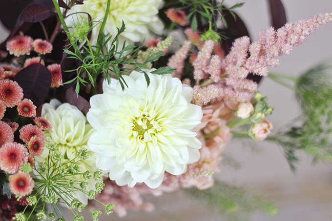 An Introduction to Autumn Flowers | Autumn Arrangement with Pink Astilbe // JustineCelina.com x Rebecca Dawn Design