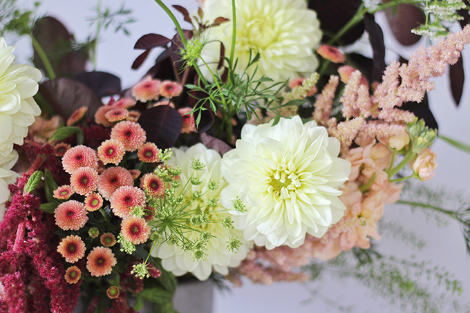 An Introduction to Autumn Flowers | Autumn Arrangement with Cream Dahlias // JustineCelina.com x Rebecca Dawn Design