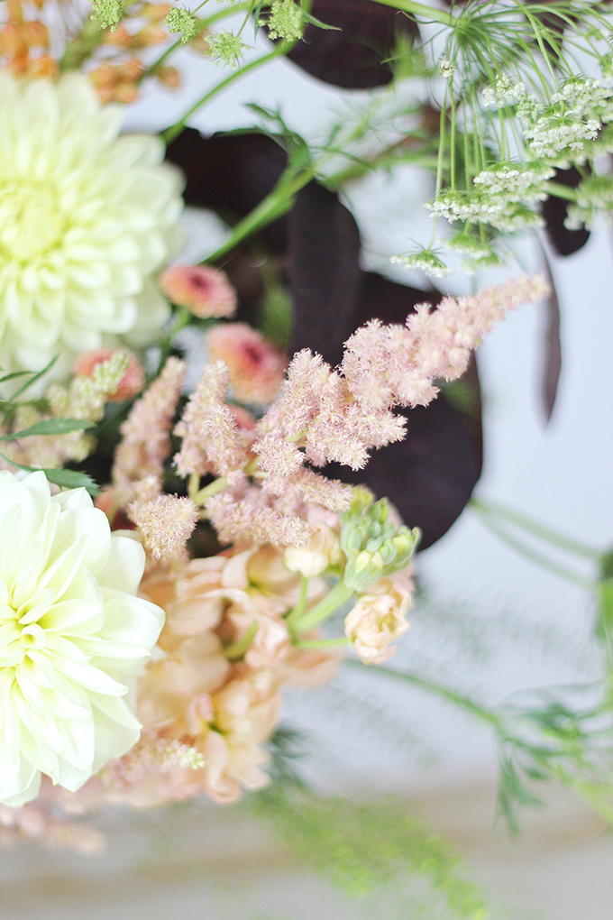 An Introduction to Autumn Flowers | Autumn Arrangement with Pink Astilbe // JustineCelina.com x Rebecca Dawn Design
