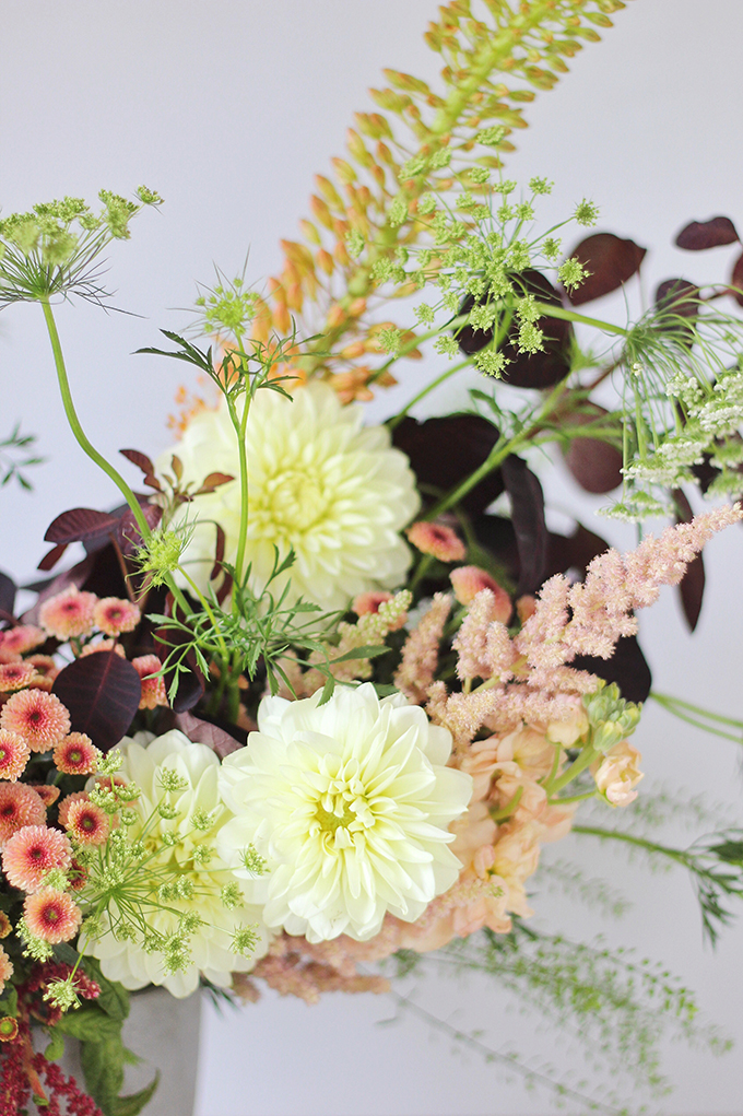 An Introduction to Autumn Flowers | Autumn Arrangement with Cream Dahlias // JustineCelina.com x Rebecca Dawn Design