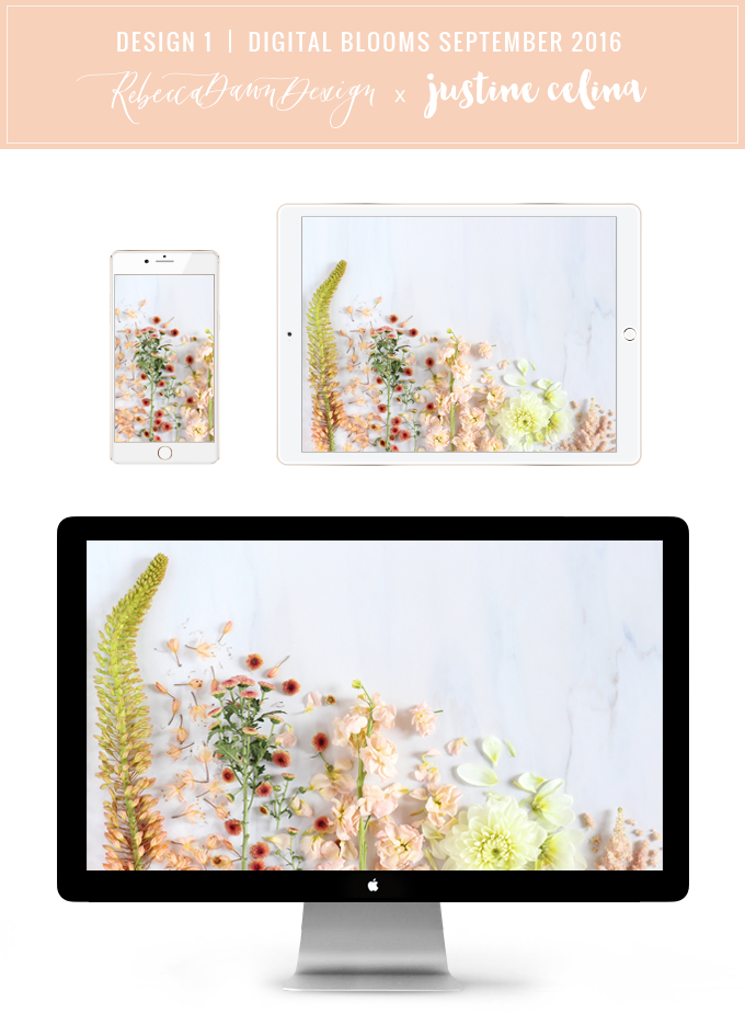 Digital Blooms Desktop Wallpaper 1 | September 2016 // JustineCelina.com x Rebecca Dawn Design