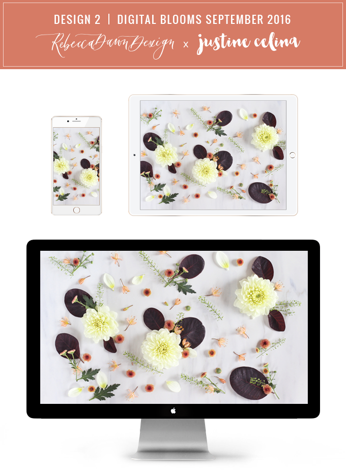 Digital Blooms Desktop Wallpaper 2 | September 2016 // JustineCelina.com x Rebecca Dawn Design