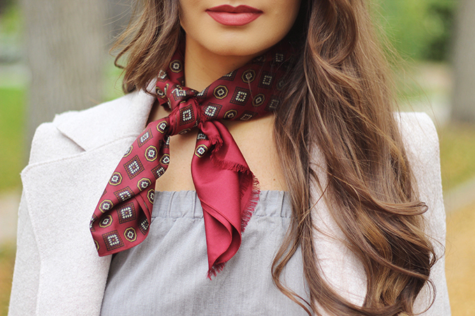 Pre Fall Transitional Style | How to Wear a Necktie Scarf // JustineCelina.com