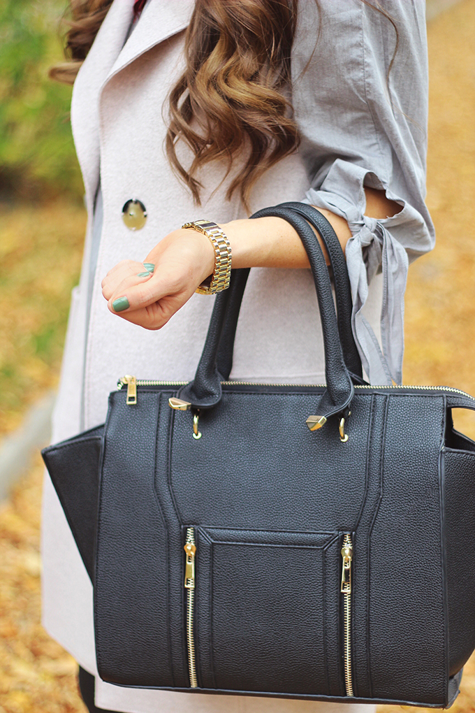 Pre Fall Transitional Style | Lulus Wing Woman Black Bag // JustineCelina.com