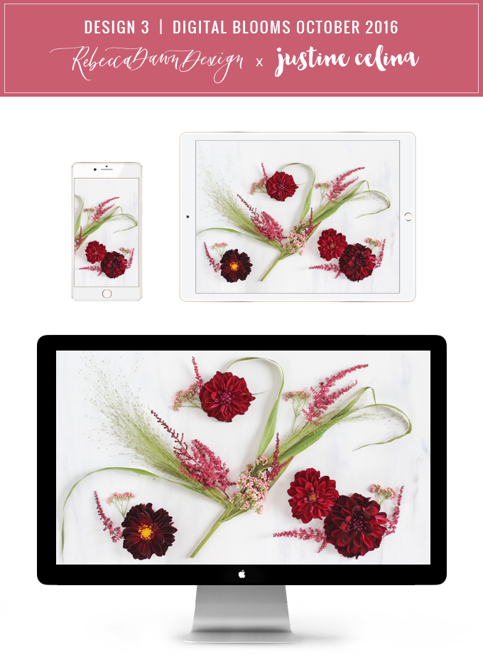 Digital Blooms Desktop Wallpaper 3 | October 2016 // JustineCelina.com x Rebecca Dawn Design