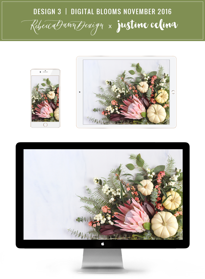 DIGITAL BLOOMS OCTOBER 2016 | FREE TECH WALLPAPERS | Design 3 // JustineCelina.com