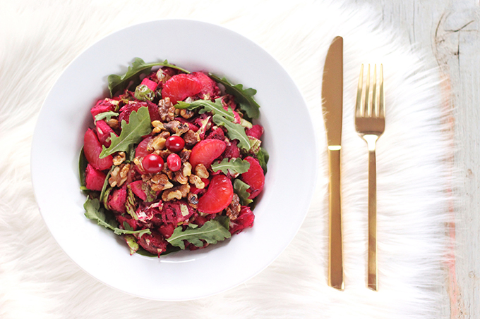 Festive Vegan Salad with Cranberry Dijon Vinaigrette // JustineCelina.com